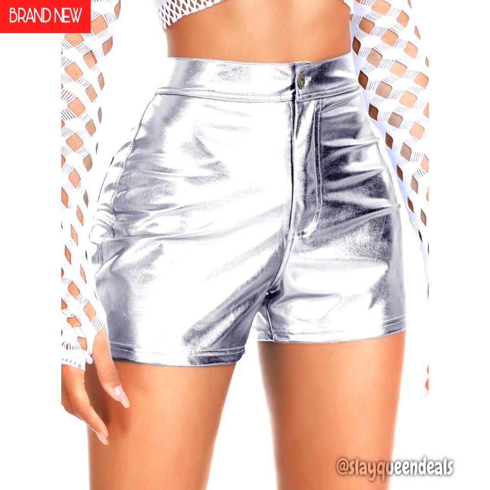 Faux Leather High Waisted Booty Shorts Plus Size Rave Workout Casual